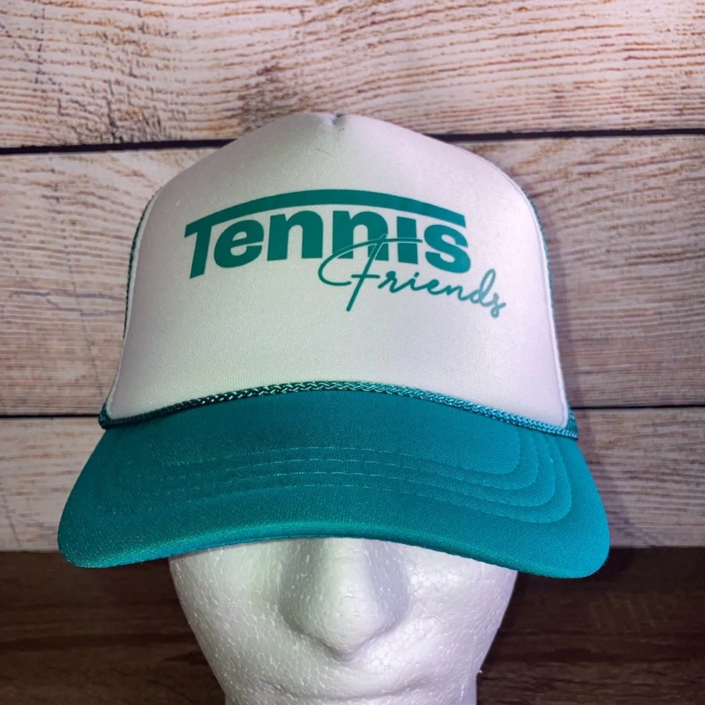 OTTO Teal and White 'Tennis Friends' Trucker Hat